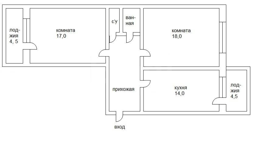 Продажа 2-комнатной квартиры, Челябинск, доватора ул, 42б.