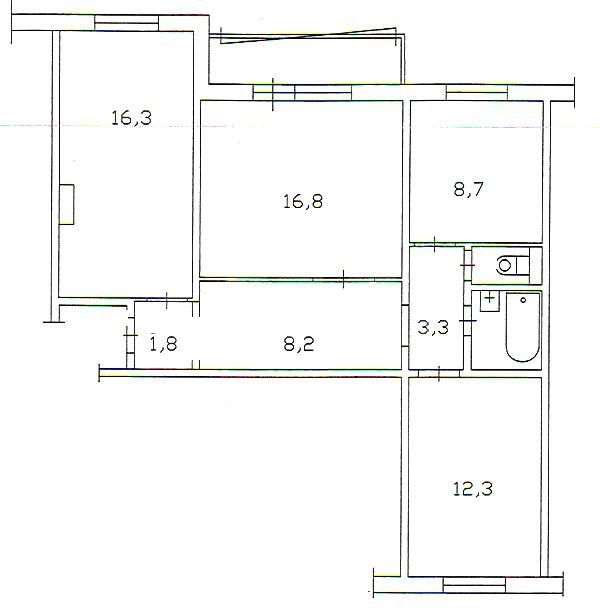 Продажа 3-комнатной квартиры, красноярск, академика киренско.
