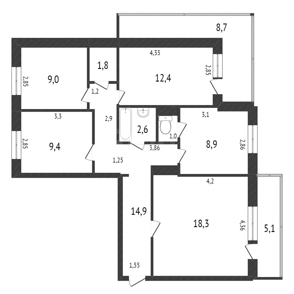 Продажа 4-комнатной квартиры, Комсомольск-на-Амуре, Московский пр-т, 14 Продажа 4-комнатной квартиры, Комсомольск-на-Амуре, Московский пр-т, 14