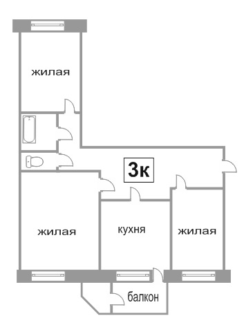 Объявление. г. Сургут, 3-комн.кв. 75кв.м, 30 лет Победы, 43 к 1. Фото 1