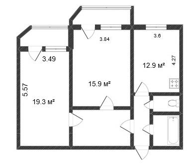 Объявление. г. Тюмень, 2-комн.кв. 67кв.м, Гнаровской, 8. Фото 1