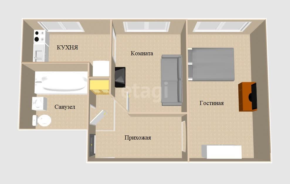 Продажа 2-комнатной квартиры, Южно-Сахалинск, Сахалинская область,  Южно-Сахалинск