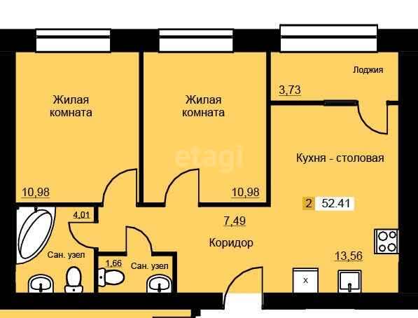 Продажа 2-комнатной новостройки, Калуга, Тепличная,  БС4