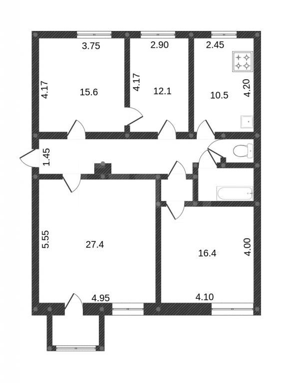 Продажа 4-комнатной квартиры, Калуга, Салтыкова-Щедрина,  91