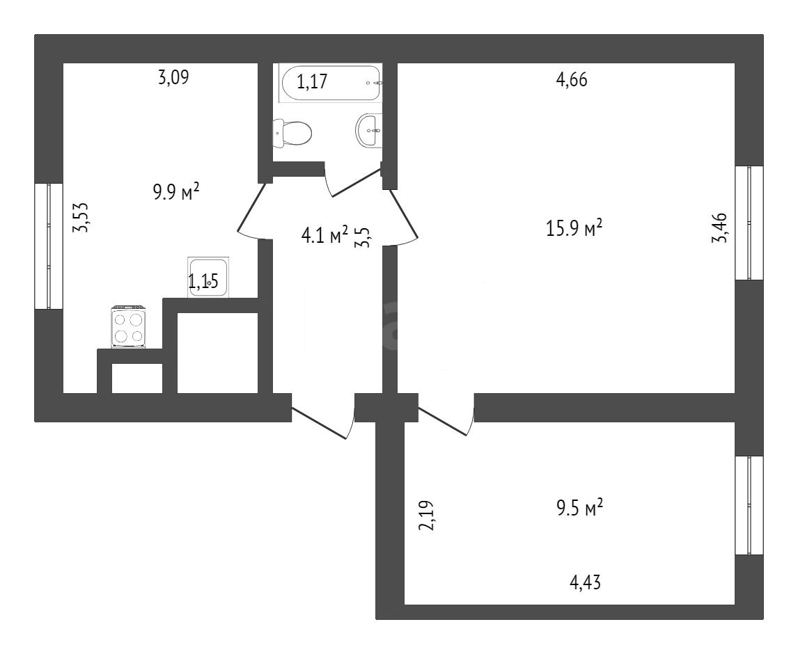 Продажа 2-комнатной квартиры, Заводоуковск, Нохрина,  27