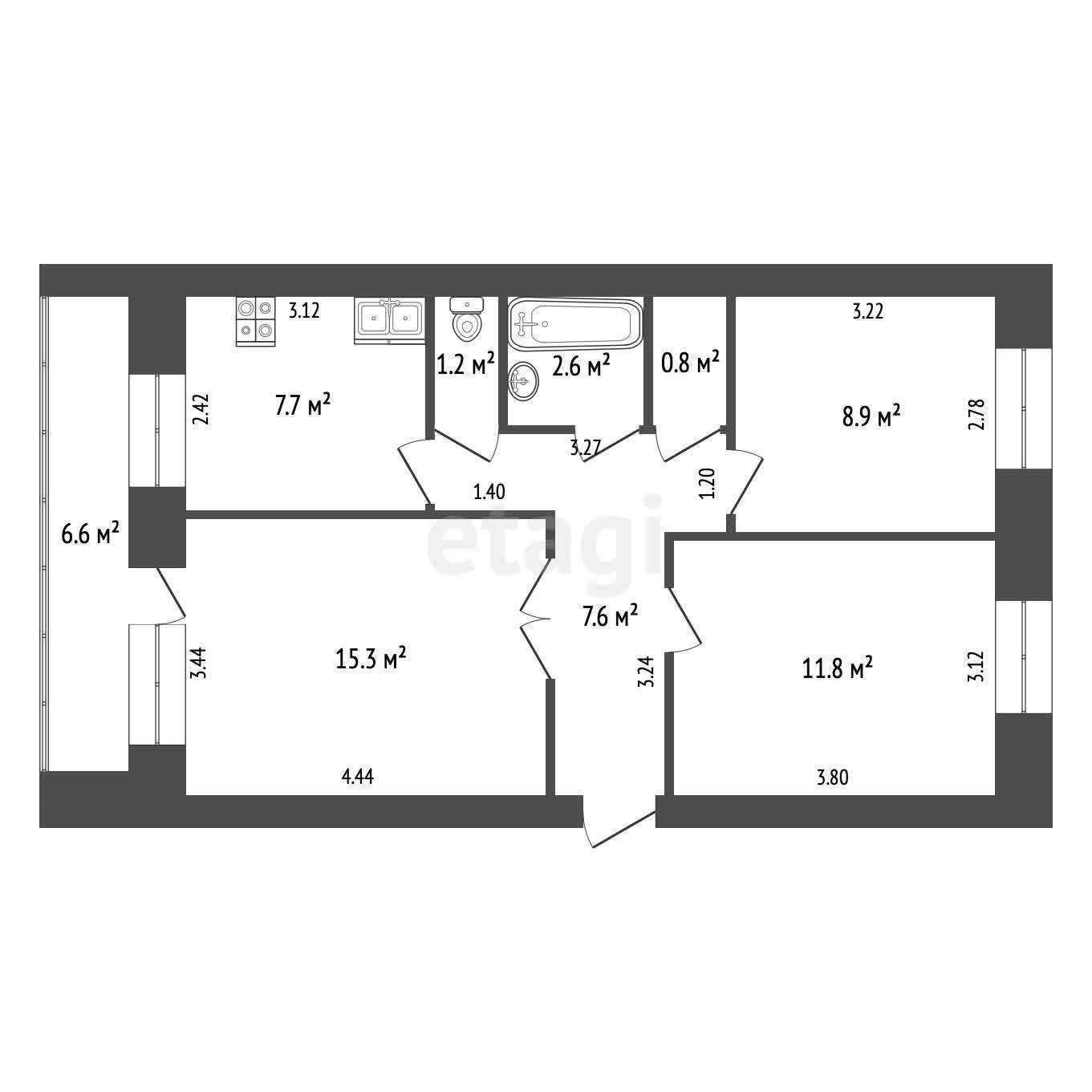 Продажа 3-комнатной квартиры, Комсомольск-на-Амуре, Парижской коммуны,  33 к 3