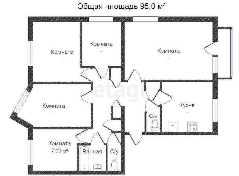 Продажа 5-комнатной квартиры, Калуга, Гагарина,  13 к 1