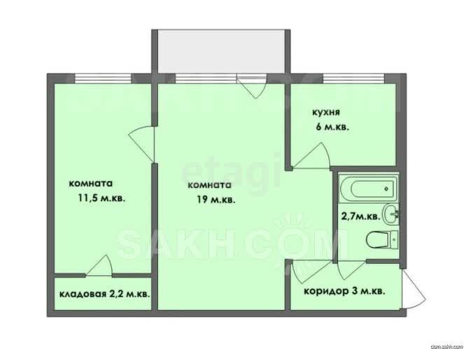 Продажа 2-комнатной квартиры, Южно-Сахалинск, Сахалинская область,  Южно-Сахалинск
