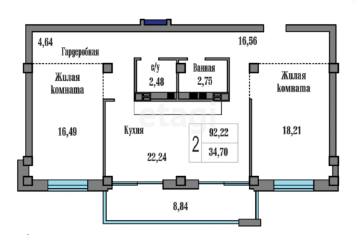 Продажа 3-комнатной новостройки, Калуга, Знаменская,  7а