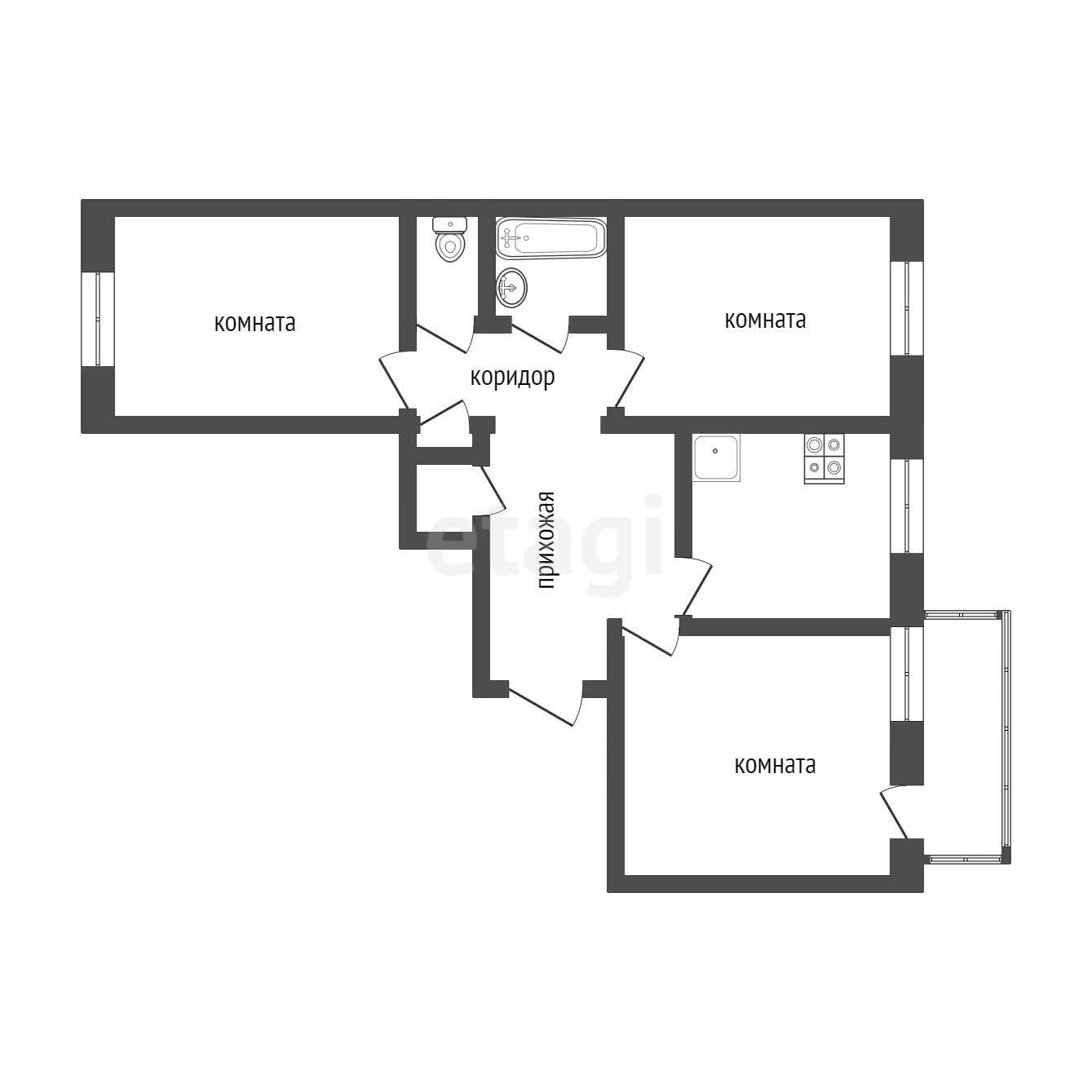 Продажа 3-комнатной квартиры, Улан-Удэ, Республика Бурятия,  Улан-Удэ