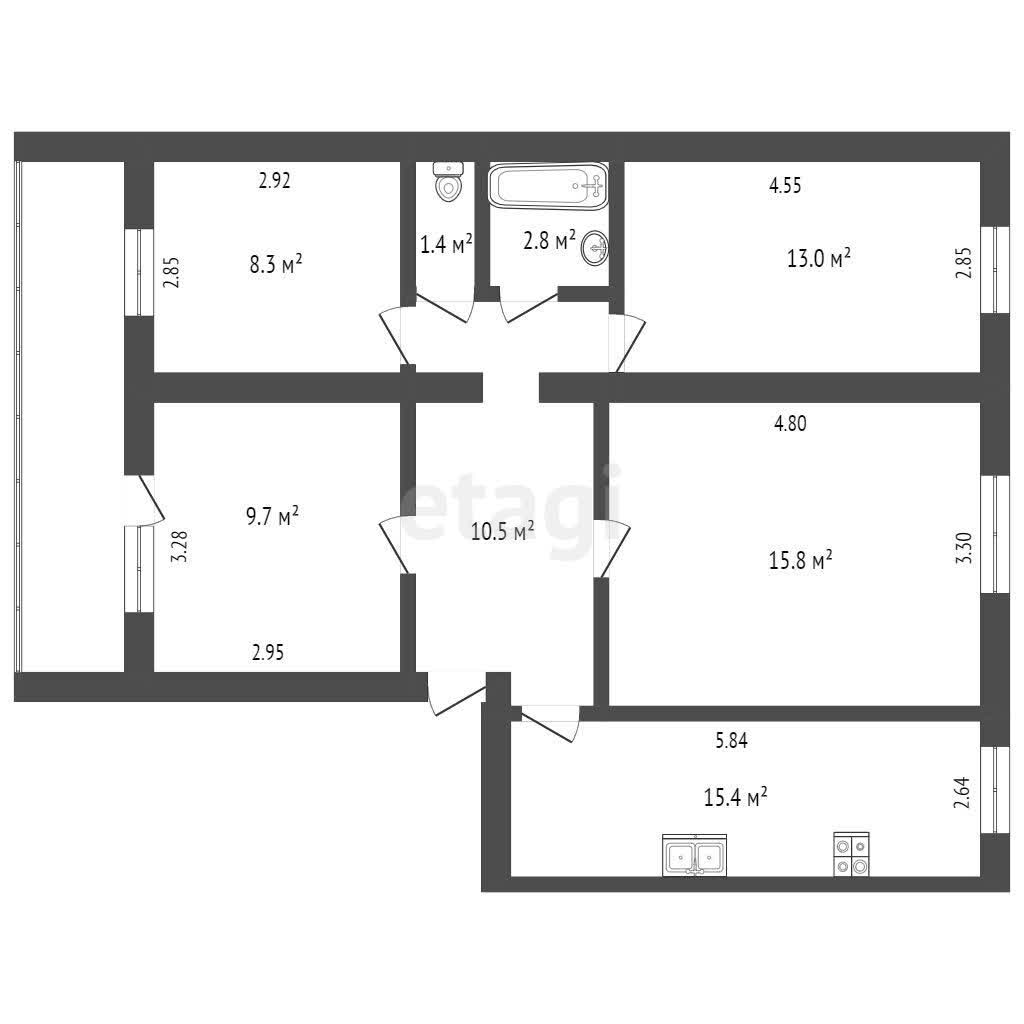 Продажа 4-комнатной квартиры, Калуга, Московская,  9