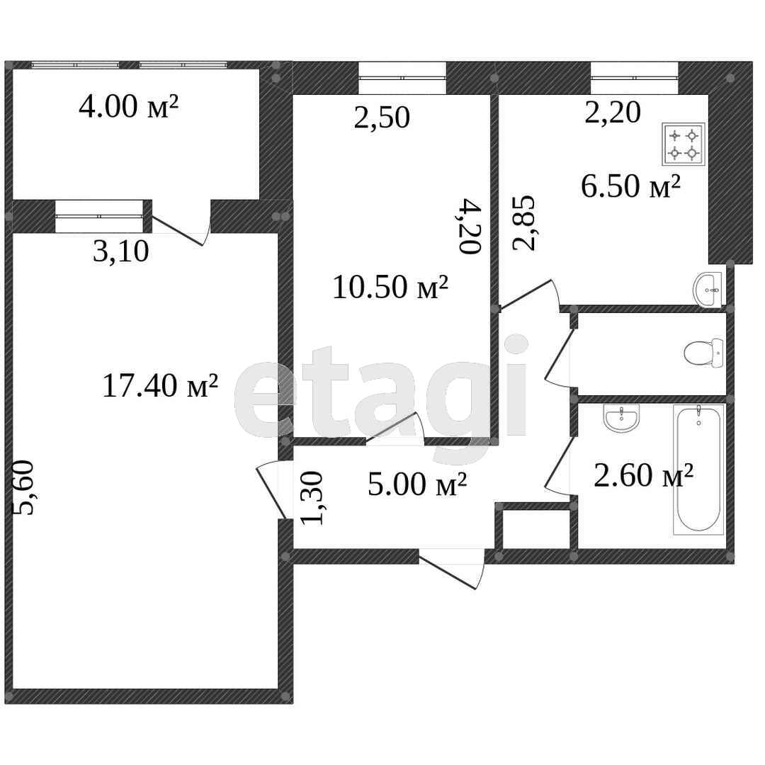 Продажа 2-комнатной квартиры, Комсомольск-на-Амуре, Московский пр-т,  26 к 2