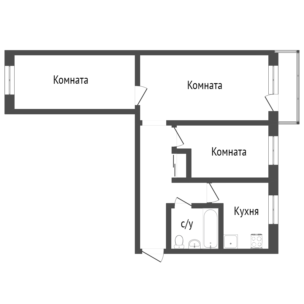 Продажа 3-комнатной квартиры, Комсомольск-на-Амуре, Комсомольская,  61