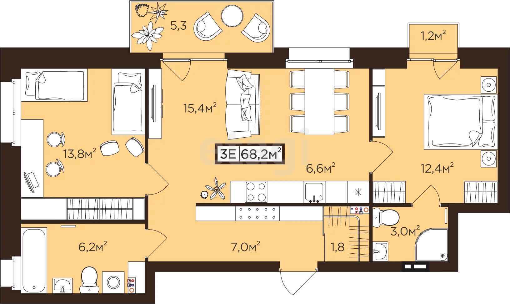 Купить двухкомнатную квартиру в Good Life в Перми: продажа 2 комнатных  квартир, планировки и цены - Good Life