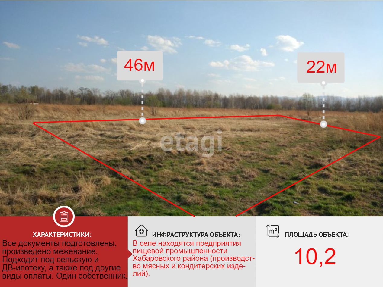 Покупка земельного участка, Восточное с, 10.2 сот., 10253461, Хабаровск -  покупка