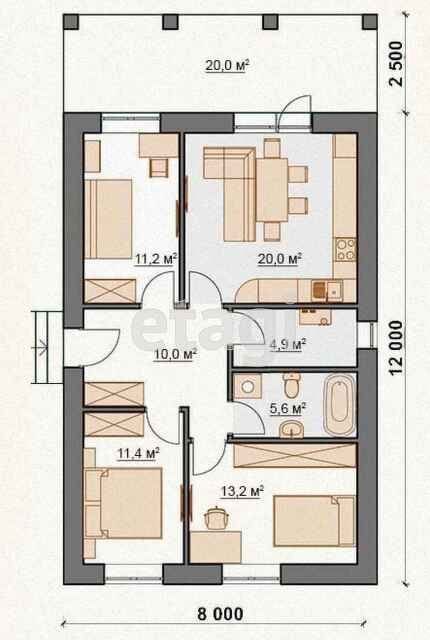 Продажа дома, 95м <sup>2</sup>, 8 сот., Саратов, Саратовская область,  Энгельс