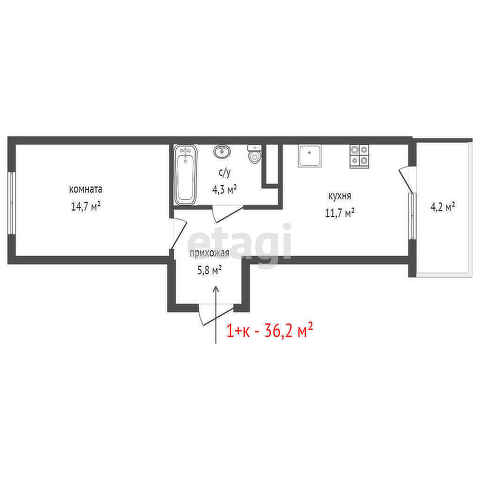 Продажа 1-комнатной квартиры, Верхняя Пышма, Успенский проспект,  113б