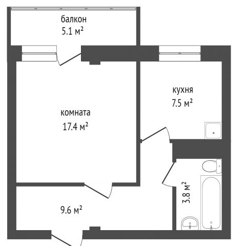 Продажа 1-комнатной квартиры, Красноярск, Норильская,  3ж