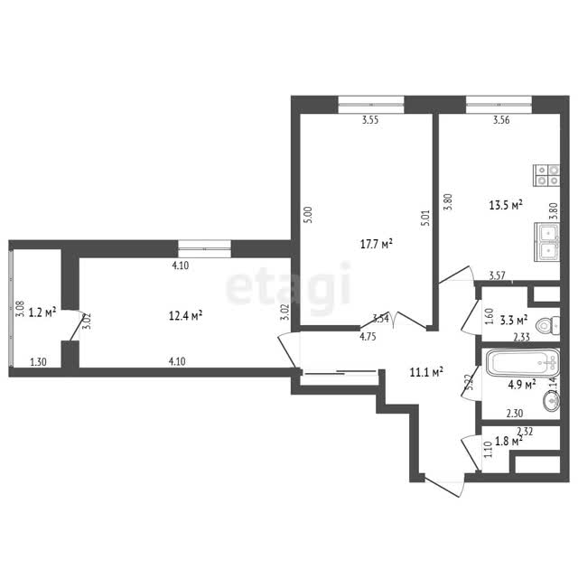 2-комн. квартира, 67 м², в Минск