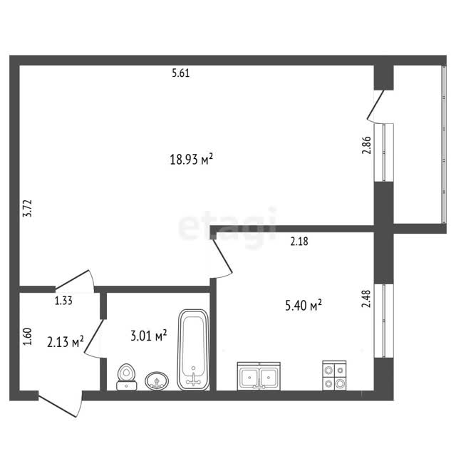1-комн. квартира, 29.5 м², в Минск (косметический ремонт)