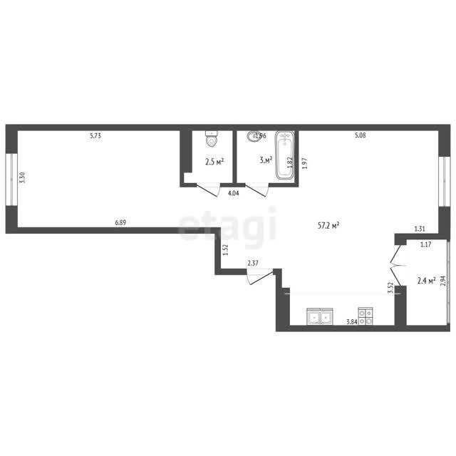 2-комн. квартира, 65.8 м², в Минск (современный ремонт)