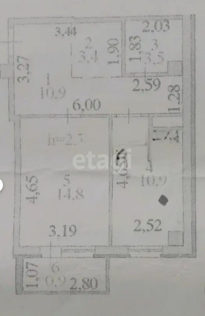 2-комн. квартира , 46м² , 6/12 этаж