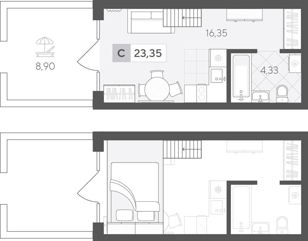 Планировка: Студия 29.6 м² в ЖК Скандиа. Квартал у Леса, Комарово Парк
