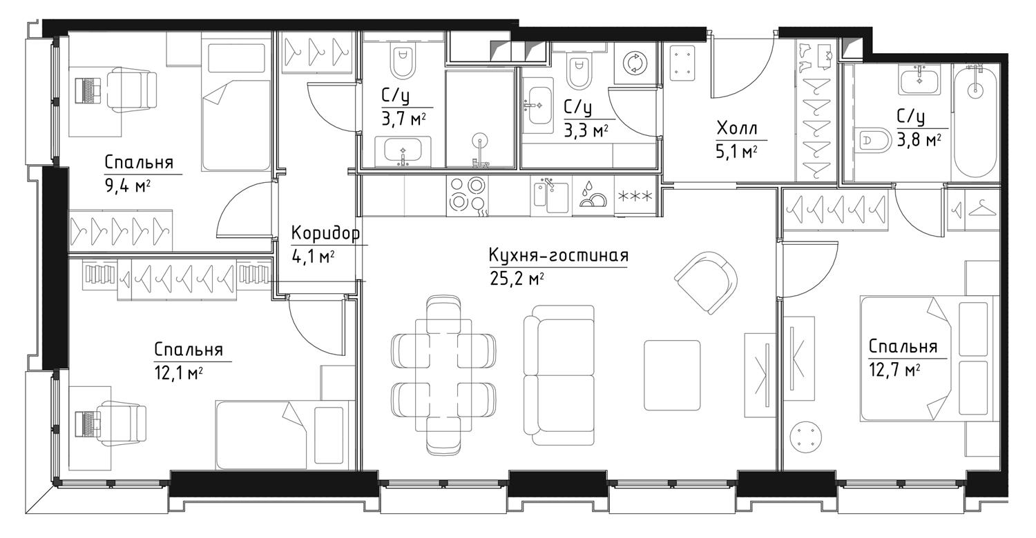 Купить трехкомнатную квартиру в жилой комплекс Павелецкая сити в Москве:  продажа 3 комнатных квартир, планировки и цены - жилом комплексе Павелецкая  сити