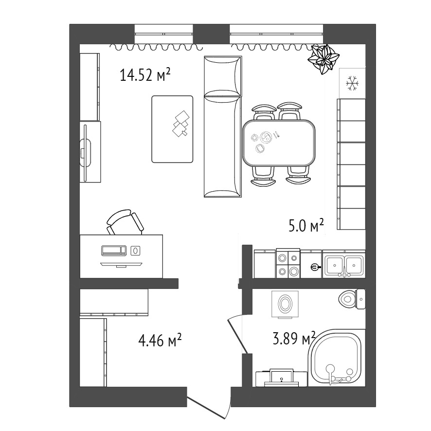 Планировка: Студия 27.9 м² в ЖК Листопад, От Слободы до Комарово парк