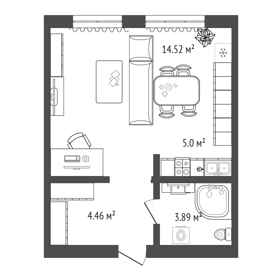 Планировка: Студия 27.9 м² в ЖК Листопад, От Слободы до Комарово парк