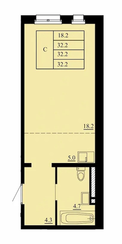 Планировка: Формат уточняется 32.2 м² в ЖК Тура-2, Лесобаза
