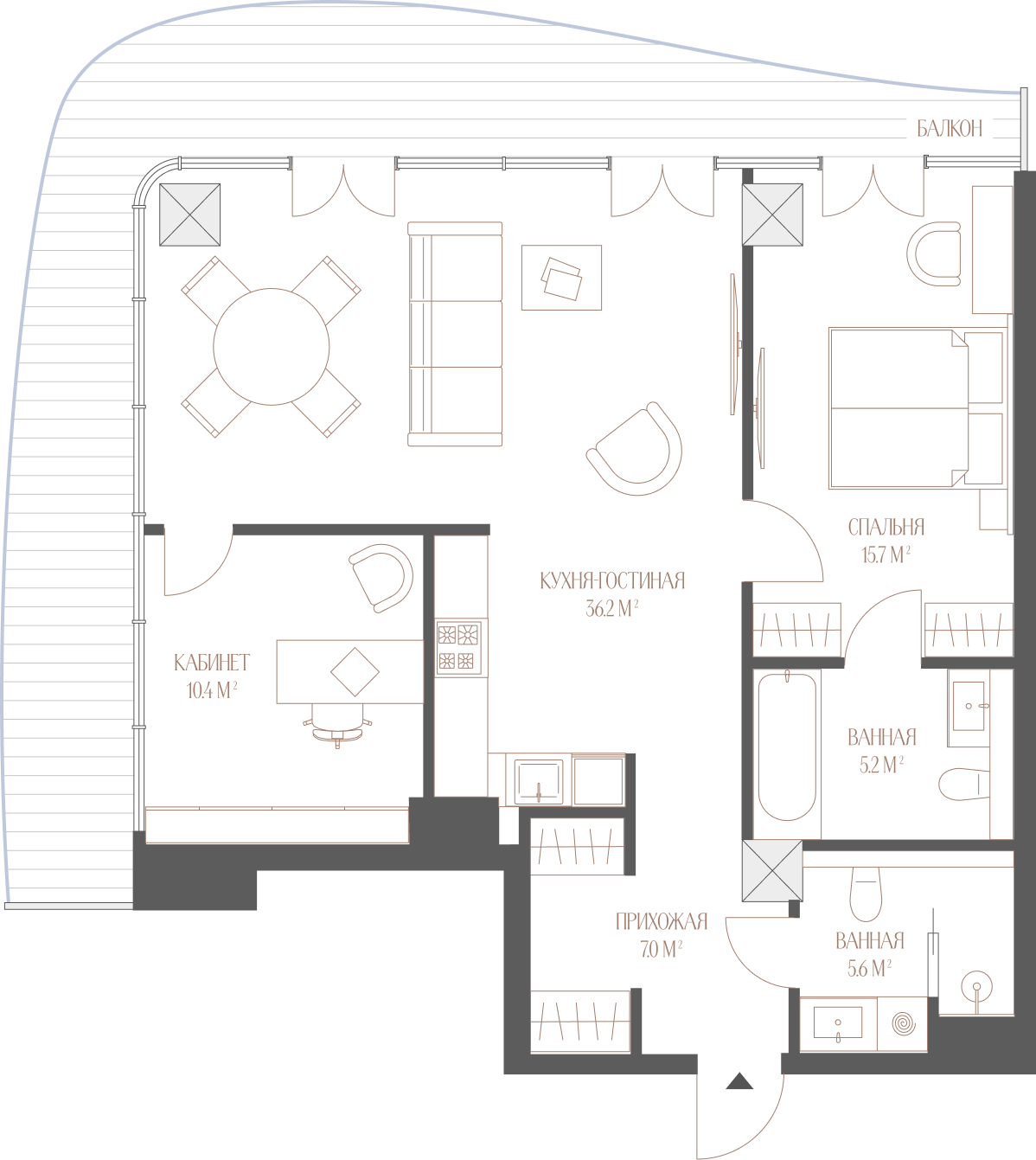 Планировка: Формат уточняется 86.4 м² в ЖК Дом Форм, Центр: Исторический