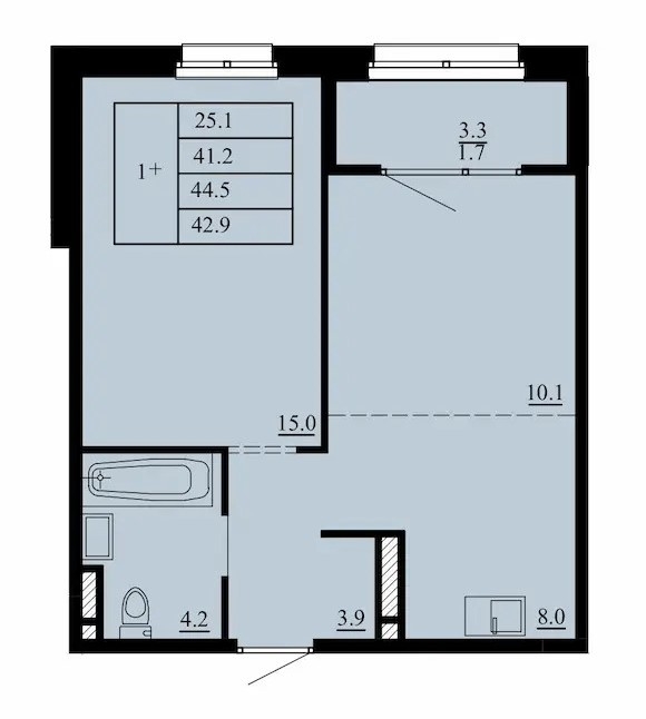 Планировка: Формат уточняется 44.5 м² в ЖК Тура-2, Лесобаза