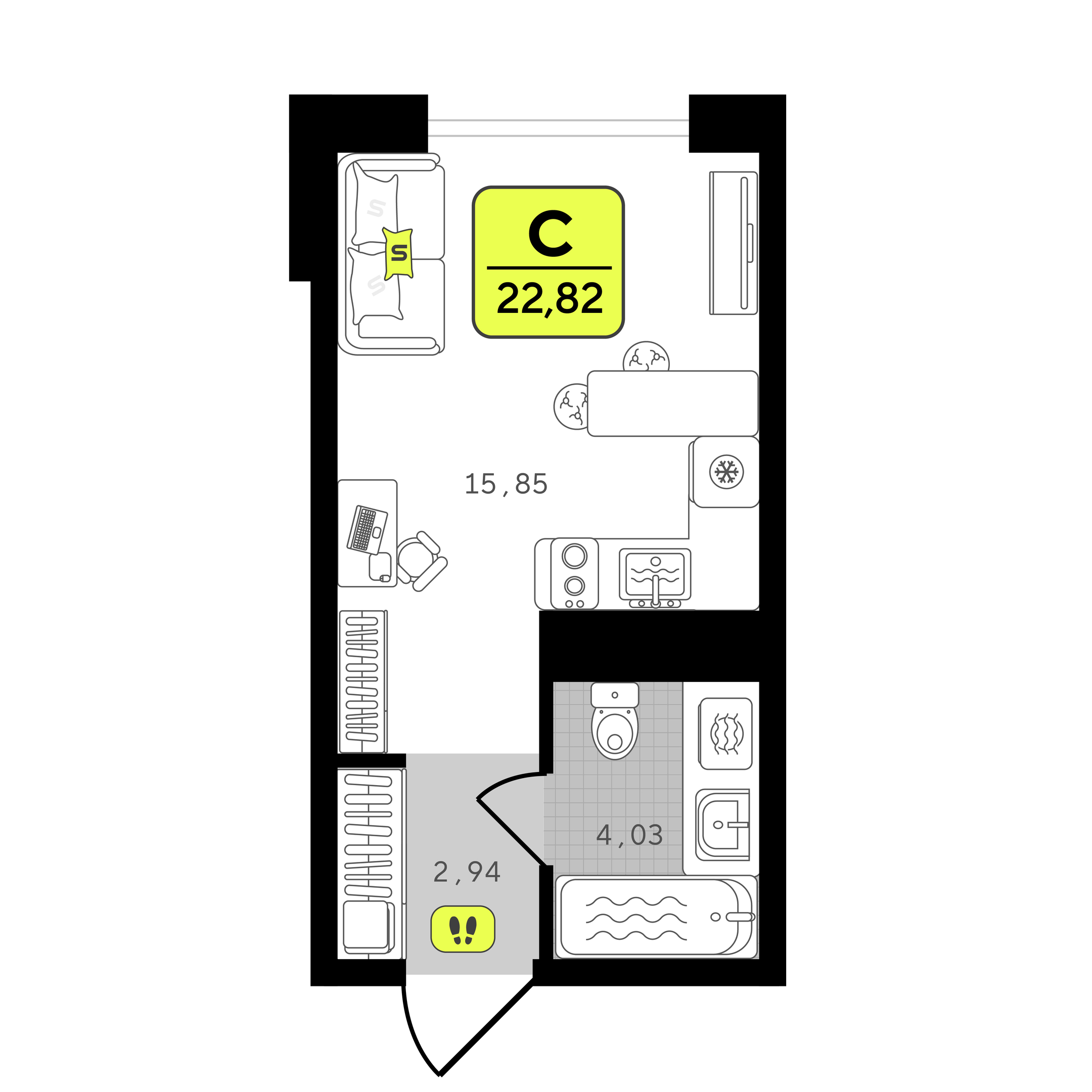 Планировка: Формат уточняется 22.8 м² в ЖК Окинава, 5-й Заречный