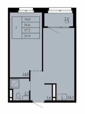 Планировка: Формат уточняется 34.6 м² в ЖК Тура-2, Лесобаза