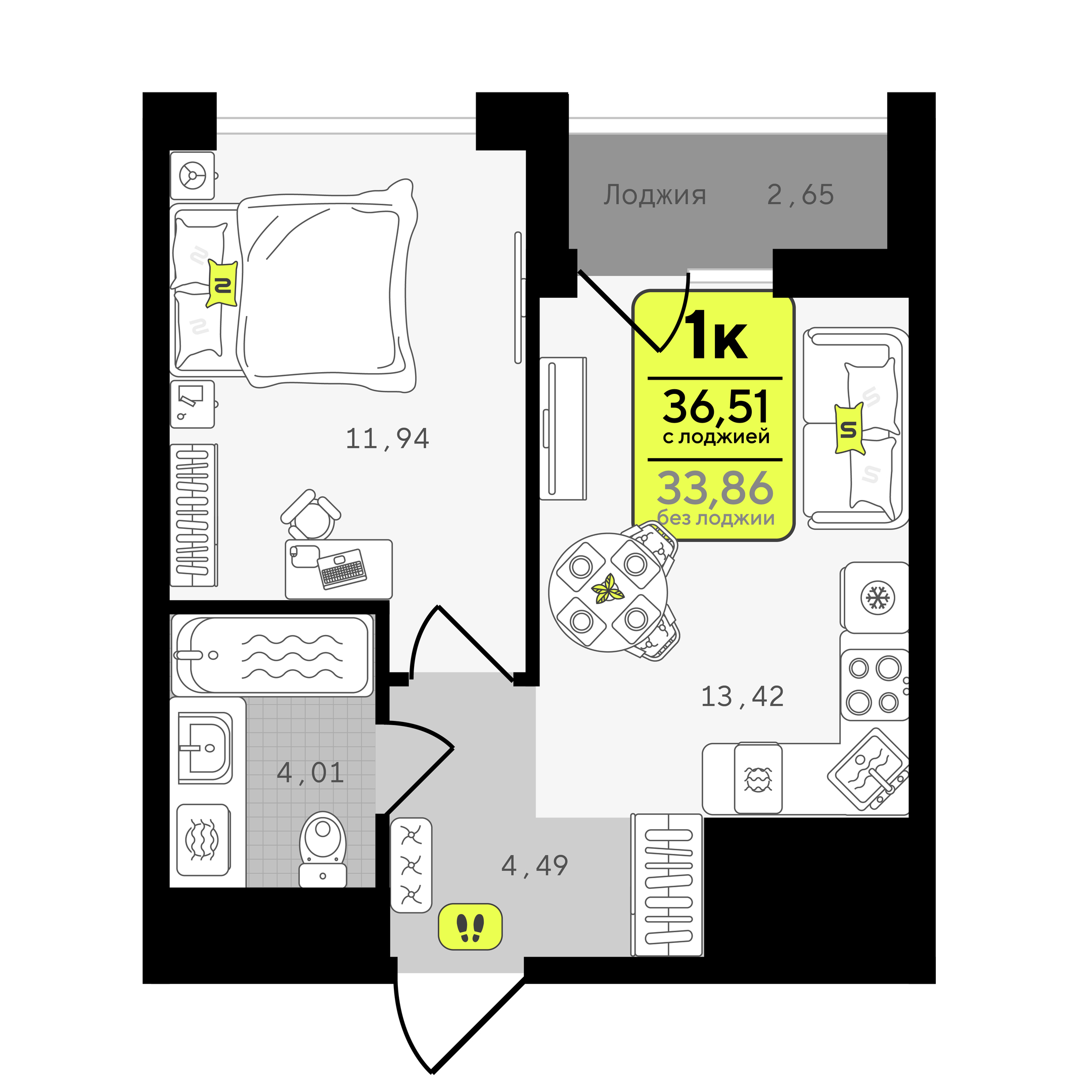 Планировка: Формат уточняется 36.5 м² в ЖК Окинава, 5-й Заречный
