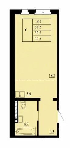 Планировка: Формат уточняется 32.2 м² в ЖК Тура-2, Лесобаза