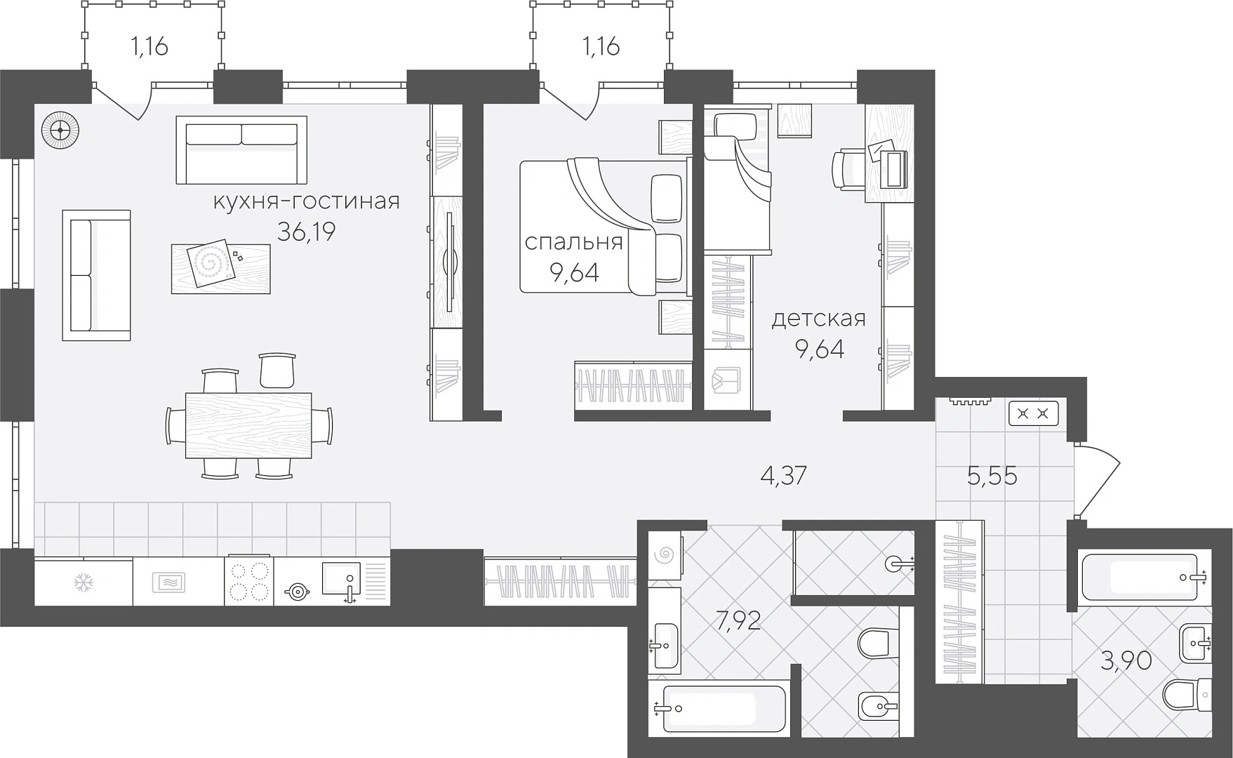 Планировка: Формат уточняется 79.6 м² в ЖК Скандиа. Квартал в Комарово Парк, Комарово Парк