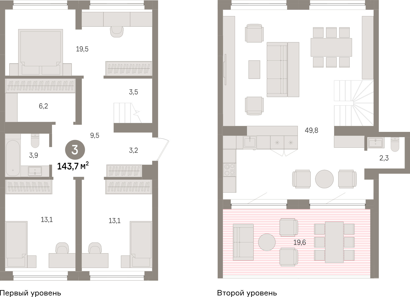 Планировка: 4-комнатная евро 143.7 м² в ЖК Речной порт, Центр: Дом печати