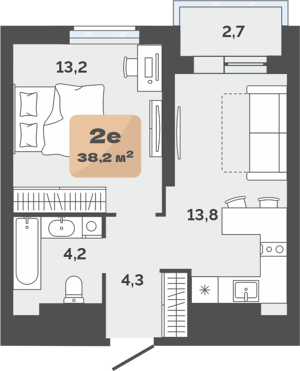 Планировка: Евродвушка 36.9 м² в ЖК Баланс, Воровского