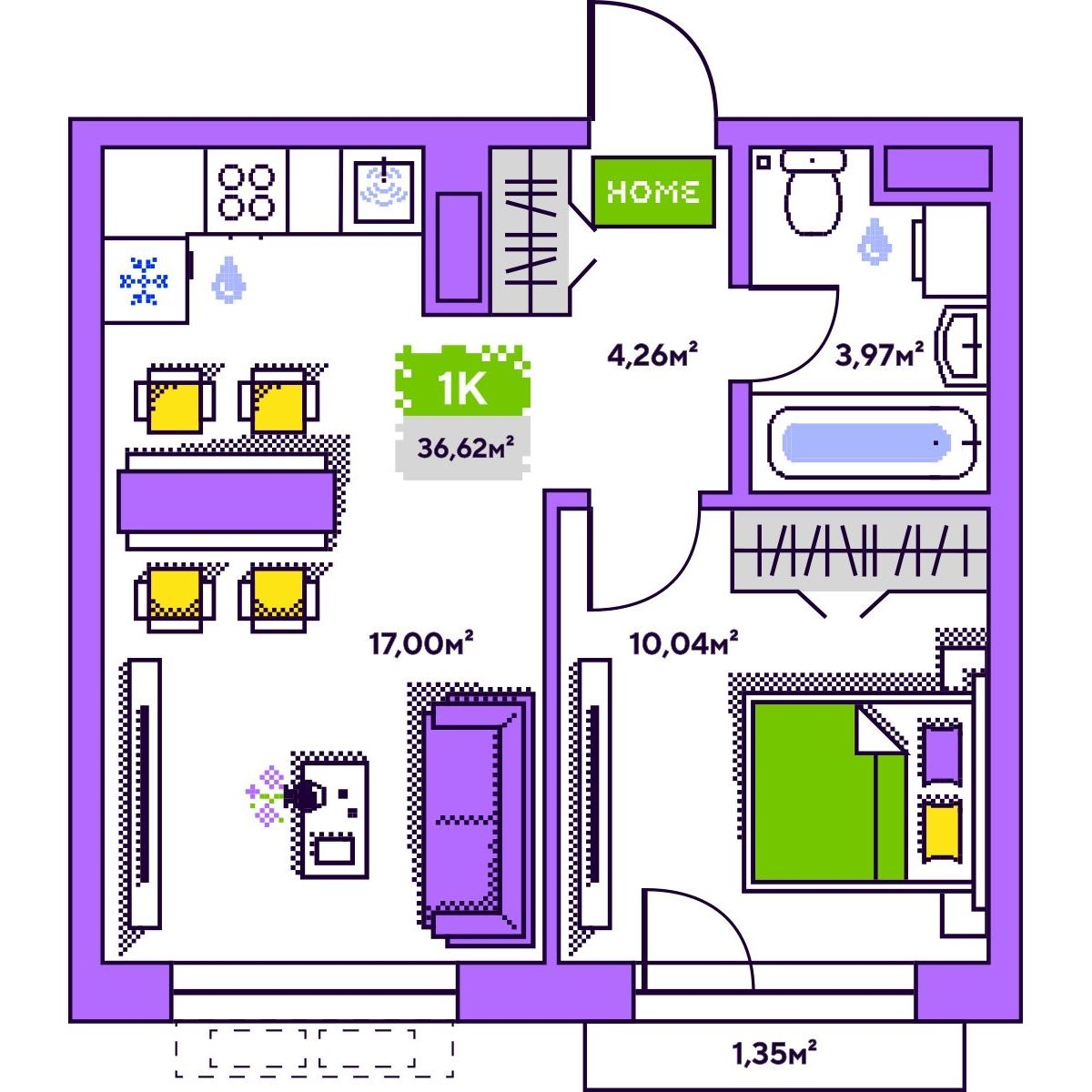 Планировка: Формат уточняется 36.6 м² в ЖК Плэй, Дом Обороны