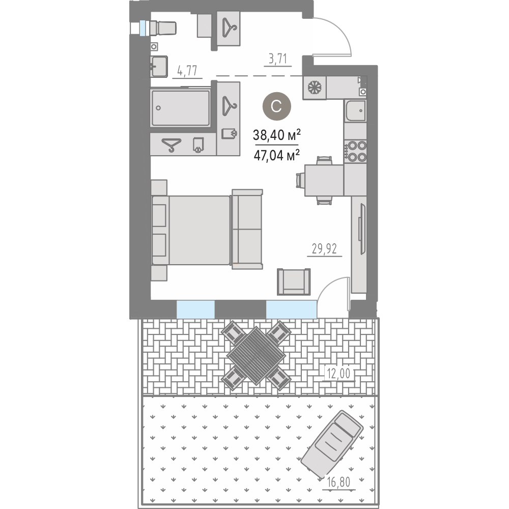 Планировка: Формат уточняется 38.2 м² в ЖК Кипрея, Область