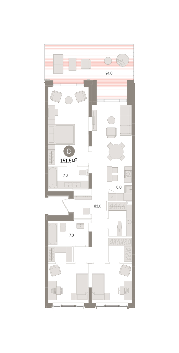 Планировка: 4-комнатная евро 126 м² в ЖК Речной порт, Центр: Дом печати