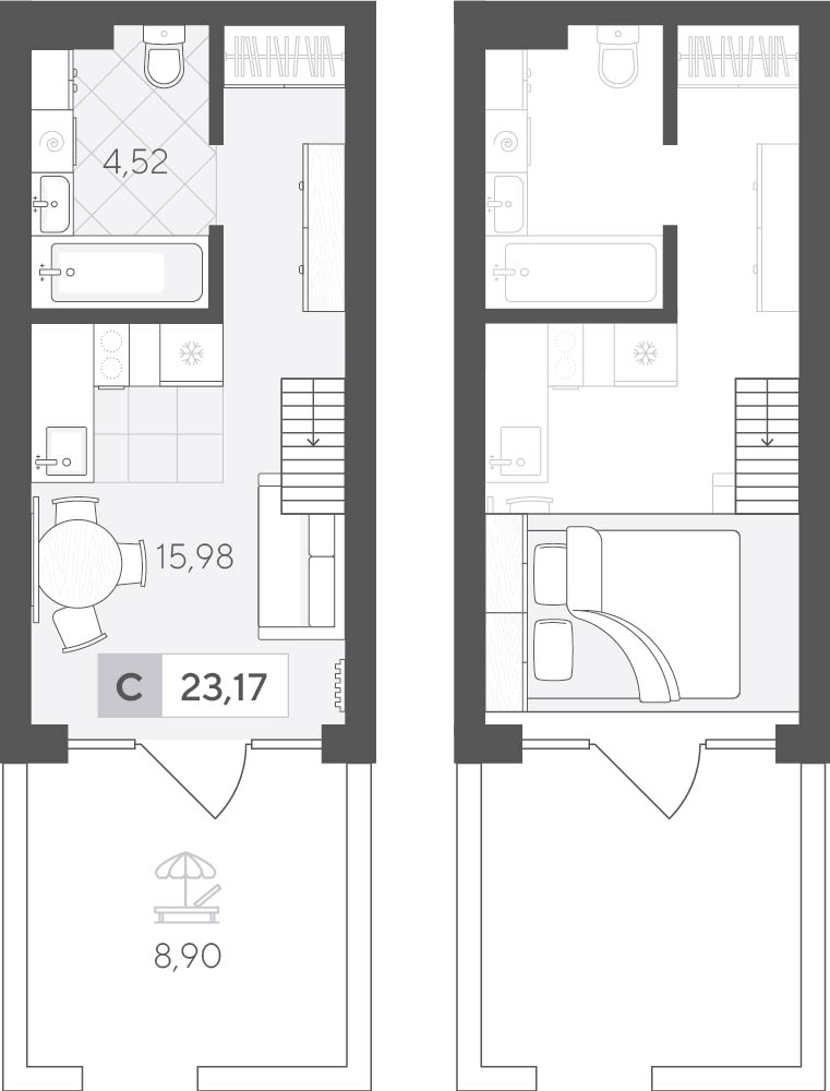 Планировка: Студия 29.4 м² в ЖК Скандиа. Квартал у Леса, Комарово Парк