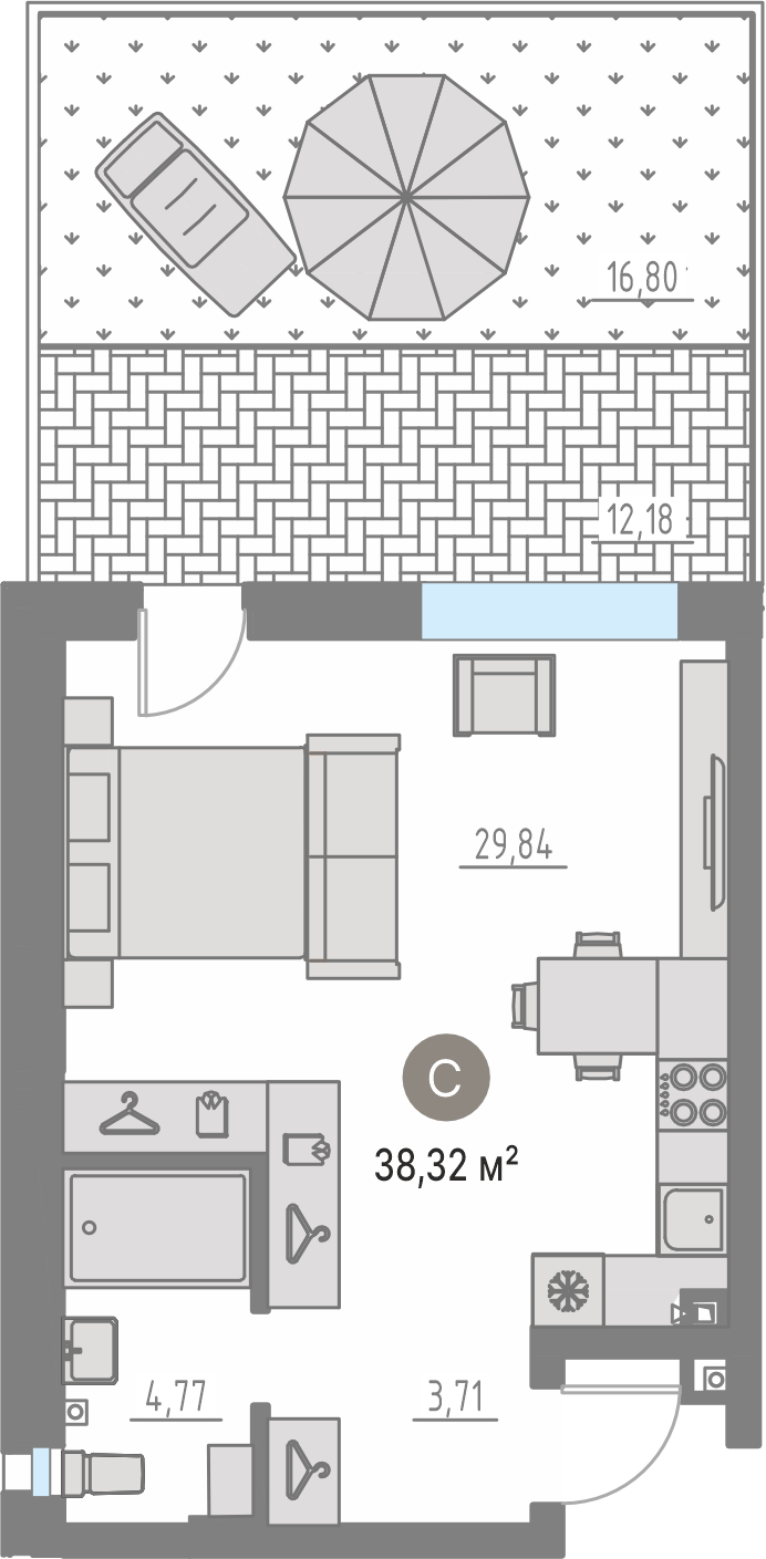 Планировка: Формат уточняется 38 м² в ЖК Кипрея, Область