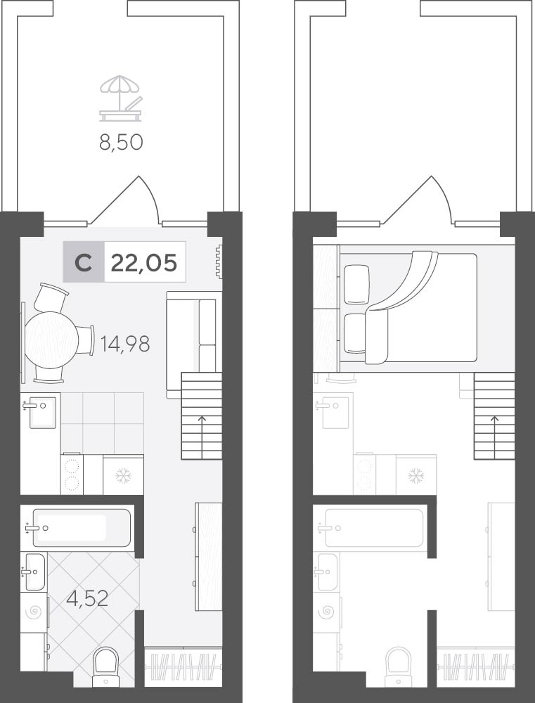 Планировка: Студия 28 м² в ЖК Скандиа. Квартал у Леса, Комарово Парк