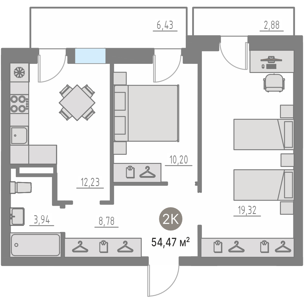 Планировка: Формат уточняется 53.6 м² в ЖК Кипрея, Область