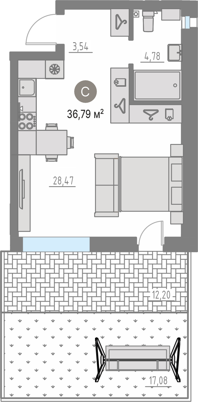 Планировка: Формат уточняется 36.1 м² в ЖК Кипрея, Область