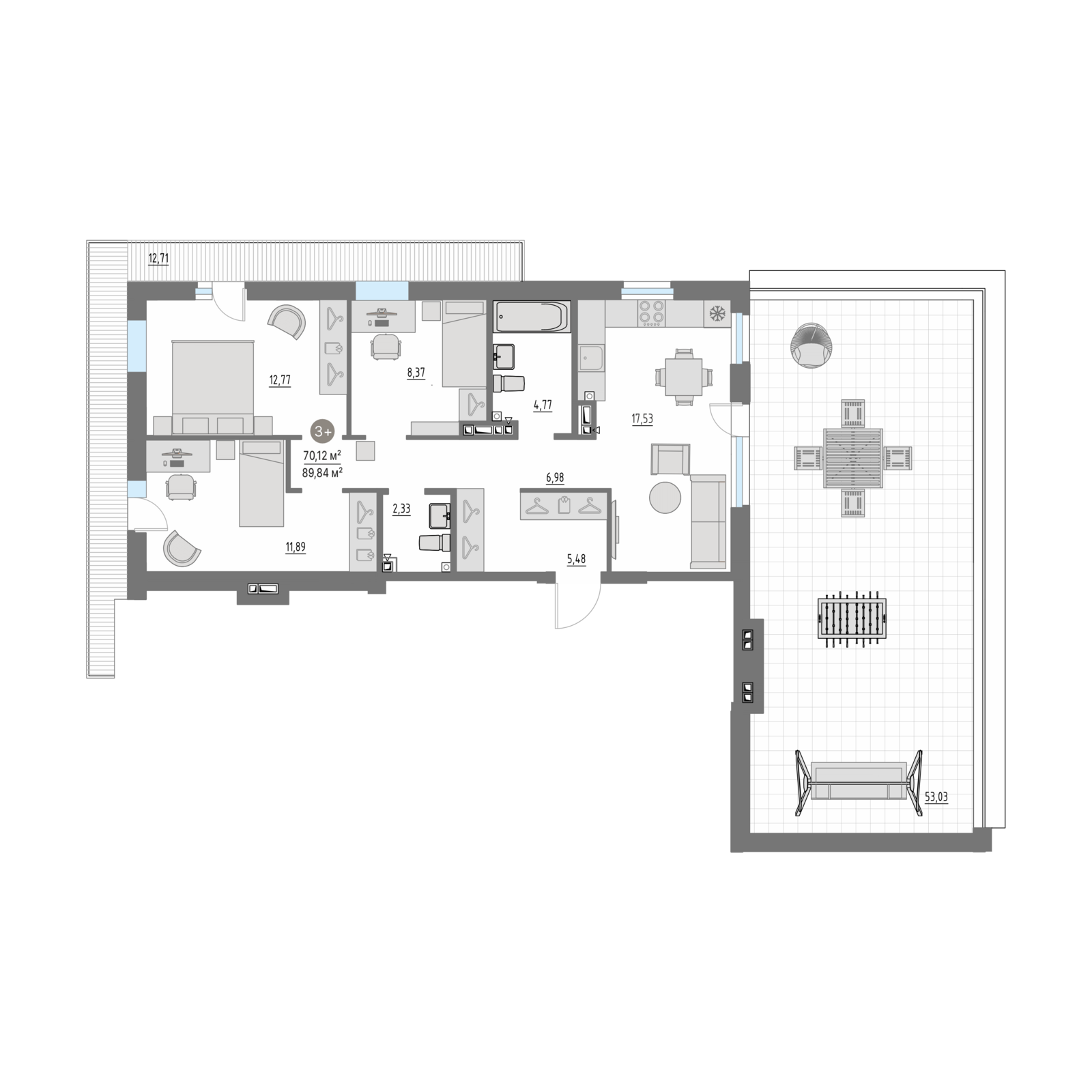 Планировка: 4-комнатная евро 135.9 м² в ЖК Кипрея, Область