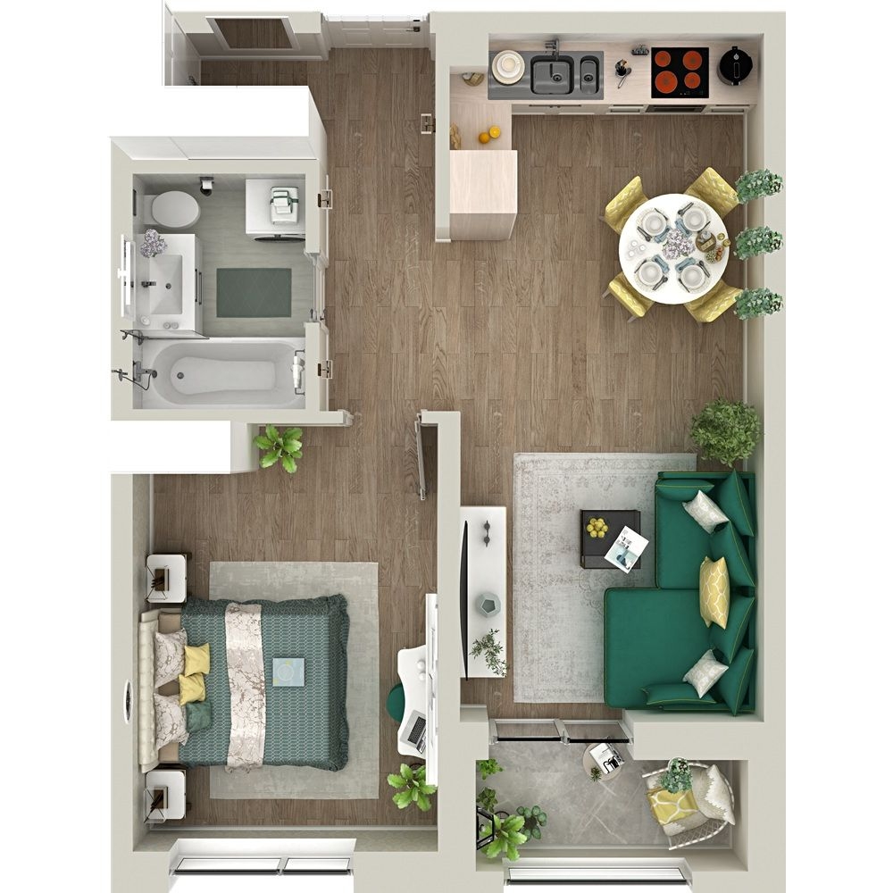 Планировка: Евродвушка 48.3 м² в ЖК Гранд Квартал, Комарово Парк